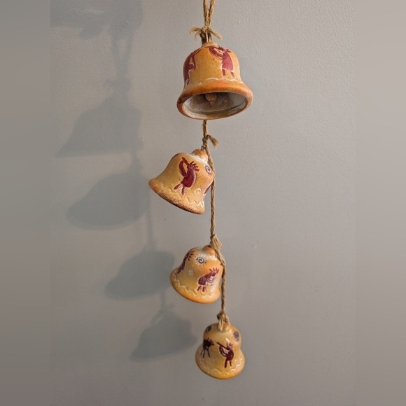 3/$30 | Hand Painted Terracotta Hanging Bells, Wind Chime - Picture 3 of 3